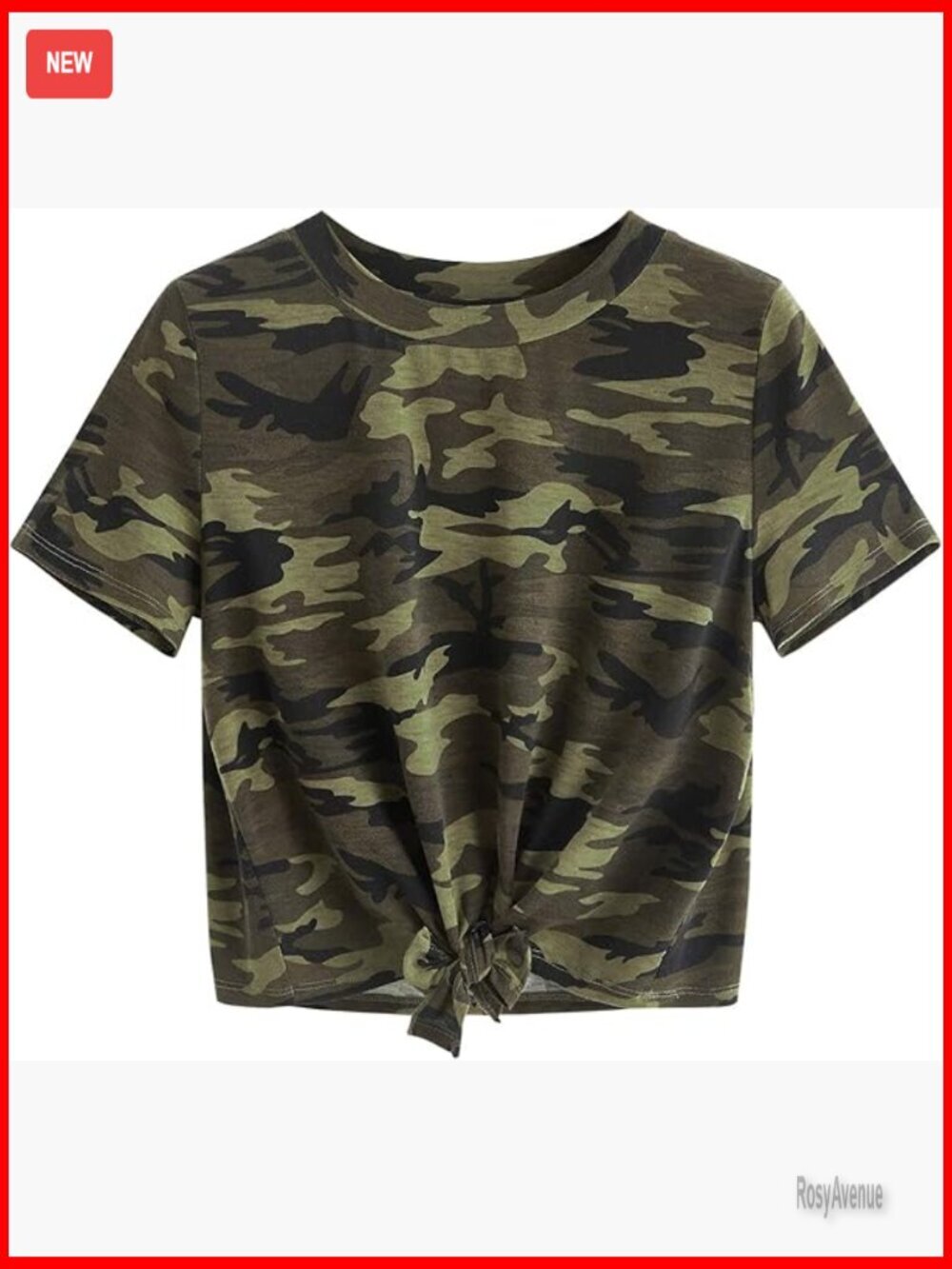 Casual crop top t-shirt with tie knot front ribbed knit short sleeve